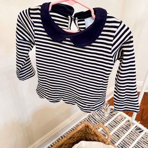 Bella Bliss Peter Pan Collar Top - Navy & White Striped - 18m